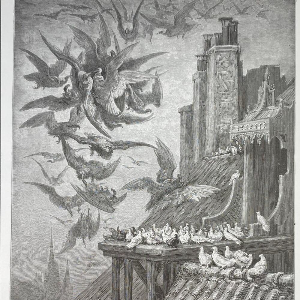 Dore, Fables, Vultures and Pigeons, Milkmaid, Print, Bookplate, ~ 240706-WH 290